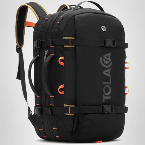 Tolaccea Travel Backpack for Men Women, 40L-50L Carry On Backpack with Wet Dry Compartment, TSA Approved Laptop Daypack Fits 15.6", Convertible Expandable Large Rucksack Duffel Bag for Work Travel