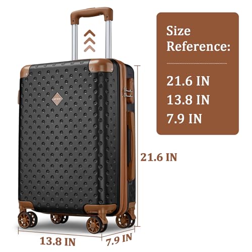 Joyway Luggage 20 Inch Carry On Luggage, Hard Shell Travel Carry On Suitcase Airline Approved,Lightweight Suitcases with Spinner Wheels(20-Inch, Black Brown)