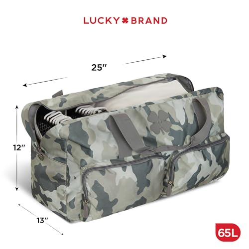 Lucky Travel Duffel Bags 65L, Gym Bag, Travel Bag & Large Duffle Bag for Men, Foldable Overnight Weekender Bags for Women & Men with Adjustable Shoulder Strap, Camo