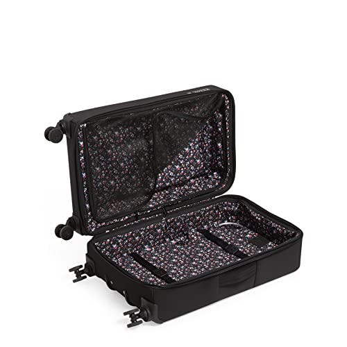 Vera Bradley Women's Softside Rolling Suitcase Luggage, Black, 22" Carry On & 27" Check In