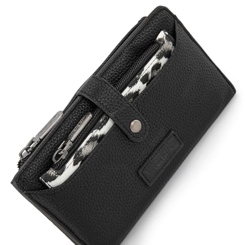 Montana West X Wrangler Black Laptop Bag and Leopard Print Wallet Set for Women