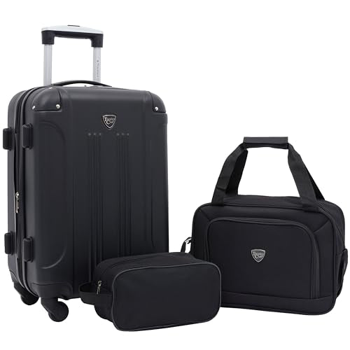 Travelers Club Chicago Hardside Expandable Spinner Luggage, Black, 3 Piece Set