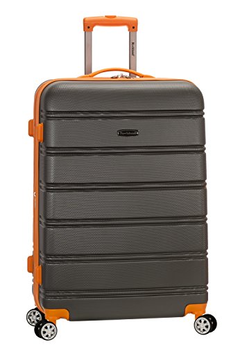 Rockland Melbourne Hardside Expandable Spinner Wheel Luggage, Checked Large 28", Charcoal
