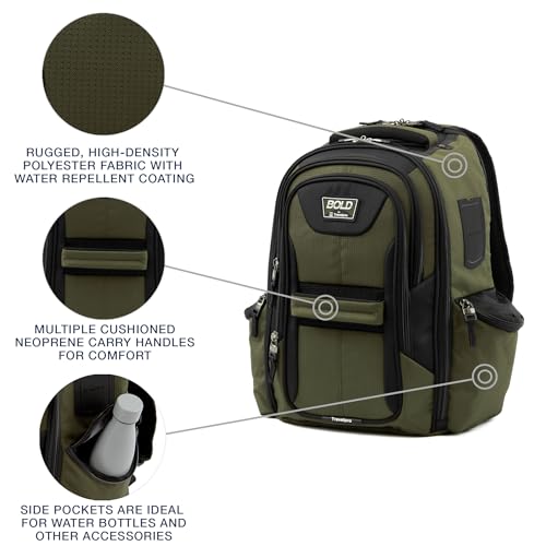 Travelpro Bold Softside 2-Piece Set — Expandable 2-Wheel Upright Large Luggage with Backpack, Olive/Black
