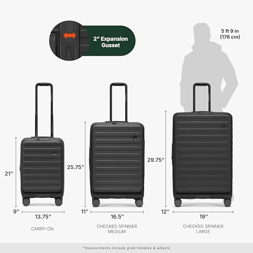 Traveler's Choice Novia Top Opening Expandable Polycarbonate Luggage with Spinner Wheels, Black, 25-Inch Medium