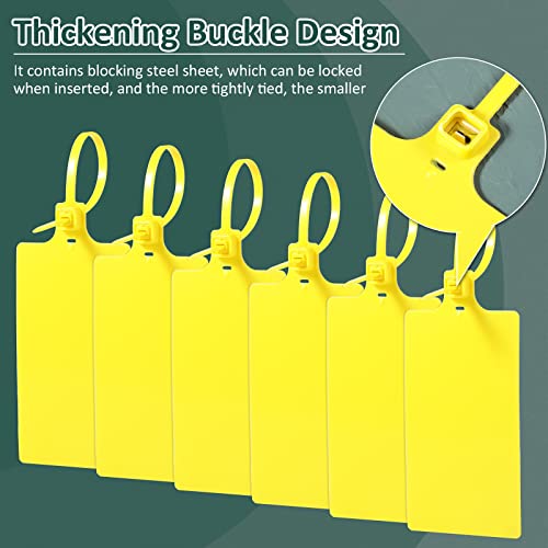 Youyole 200 Pieces Plastic Tags Waterproof Plastic Seal Shipping Tags Logistics Use Big Sign Tie Large Label Tie 250 mm Total Length (Yellow, 2.28 x 3.94 Inches)
