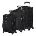 SWISSGEAR Sion Softside Expandable Spinner Luggage Durable Lightweight Travel Suitcase, Black, 3-Piece Set (Carry-On/Medium/Large)