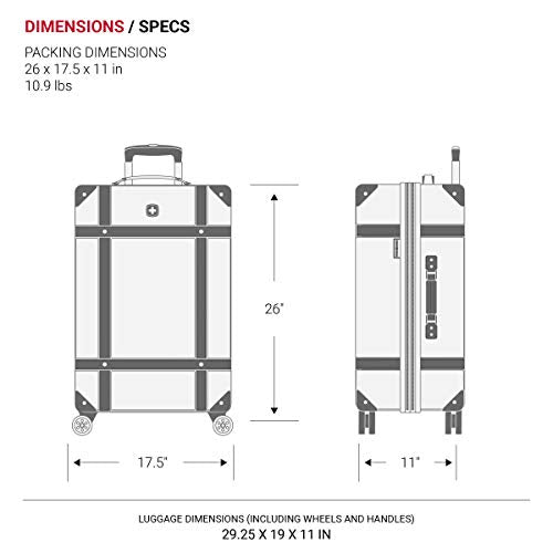 SwissGear 7739 Hardside Luggage Trunk with Spinner Wheels, White, Checked-Large 26-Inch