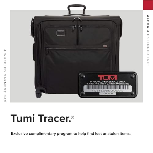 TUMI - Alpha Extended Trip 4 Wheeled Garment Bag - 4-Wheeled Clothing Bag for Hanging Suits, Dresses & Coats - With TSA Lock - Black