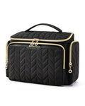 BAGSMART Travel Toiletry Bag, Large Wide-open Travel Bag for Toiletries, Makeup Cosmetic Travel Bag with Handle-Black