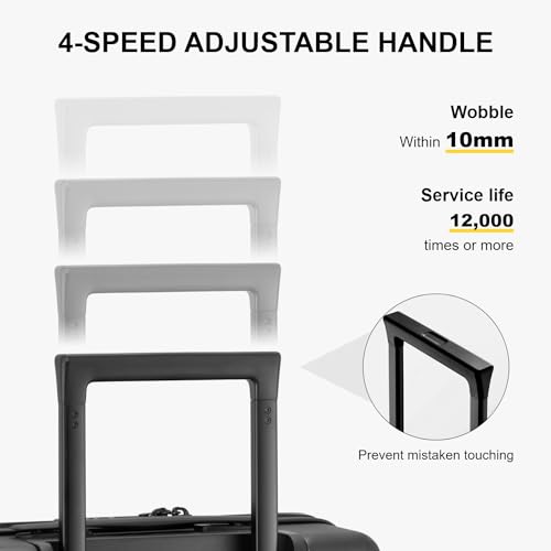 LEVEL8 Luminous 24 Inch Checked Luggage with 6 Set Packing Cubes