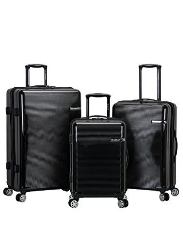Rockland Horizon Hardside 3 Piece Spinner Wheel Luggage Set, (20"/24"/28"), Black