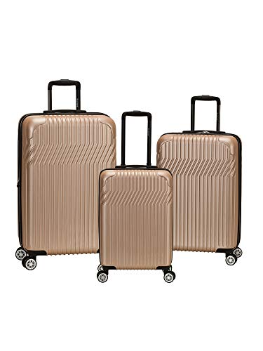 Rockland Pista Hardside 3 Piece Abs Non-Expandable Luggage Set, (20"/24"/28"), Champagne