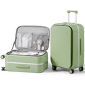 mixi 24 Inch Checked Luggage PC Hard Shell Suitcase Top Opening Aluminum Frame Travel Suitcases with Wheels, Avocado Green