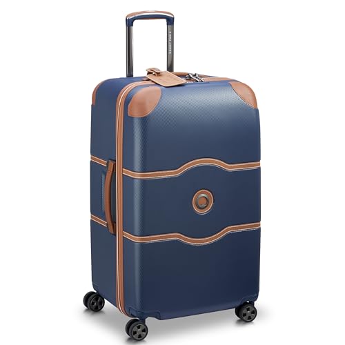 DELSEY PARIS Chatelet Air 2.0 Checked Luggage Trunk 26 Inch, Hardside Polycarbonate Suitcase, Dual-Density Spinner Wheels, TSA Lock, Navy Blue