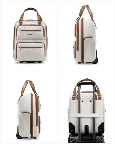 LUGGEX Underseat Carry On Luggage with Wheels, UDK Stylish Lightweight Under Seat Luggage, Soft Sided Personal Item Suitcase for Short Trip (UX-Core, Cream White, 16 Inch)