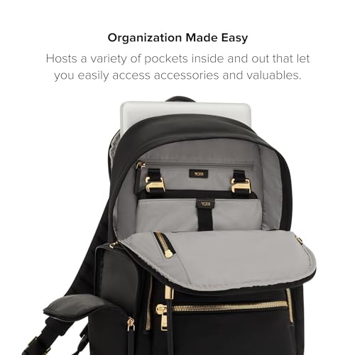 TUMI - Voyageur Celina Backpack - Women's Work and Travel Bag - 16.0" X 10.6" X 6.5" - Holds Up to 16" Laptop - Black & Gold Hardware