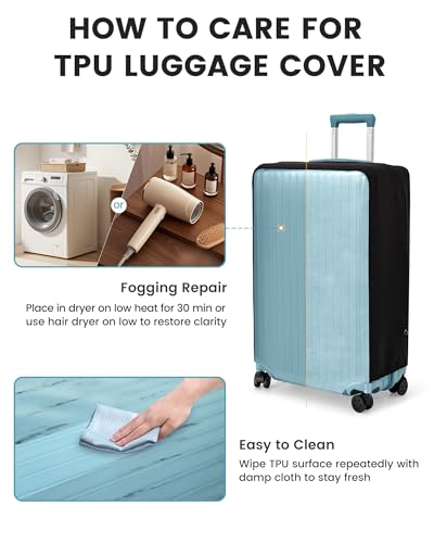 Travelkin Clear Luggage Cover Protectors For Suitcase Transparent TPU Suitcase Cover Protector Fit 18-32 Inch Luggage