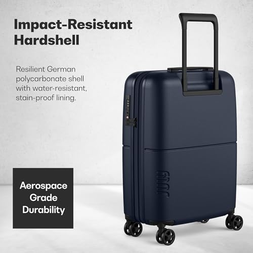 July Carry On Expandable Light - 18.31" Airline Approved Carry On Luggage with Wheels, Travel Suitcase for Men & Women - Premium Rolling Suitcase, TSA Lock, Polycarbonate Shell - Navy