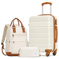 LONG VACATION 3 Piece Carry On Luggage Set with Backpack, 20 Inch Carry Suitcase with Spinner Wheels, ABS+PC Hardshell Suitcase set with TSA Lock & YKK Zipper