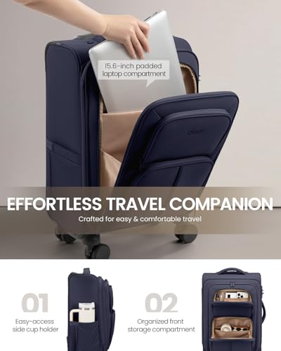 LOVEVOOK Carry On Luggage 22x14x9 Airline Approved, 22 Inch Softside Suitcases with Spinner Wheels, Lightweight Carry-on Suitcase with TSA Lock for Women Men, Large Luggage for Travel Business Trip
