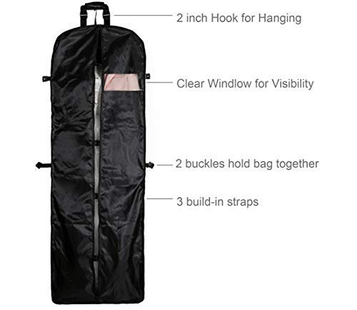Magictodoor 72" Tri-Fold Wedding Garment Bag for Long Dress & Gown,Hanging Travel Carry on Storage bag for Men Women