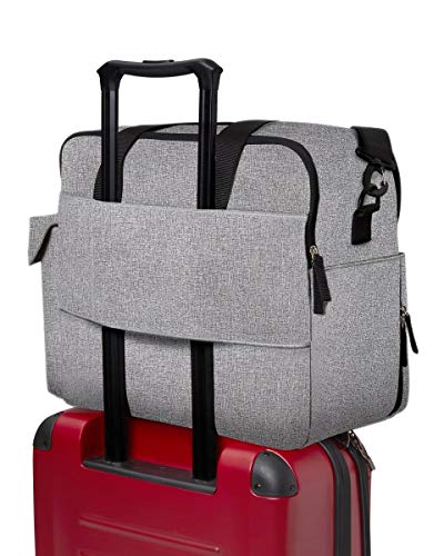 Skip Hop Diaper Bag: Iconic Duo Weekender, Extra Large Capacity with Changing Pad & Stroller Attachment, Grey Melange