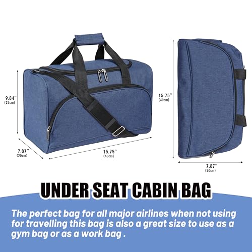 Finnhomy 20L Underseat Cabin Bag,Carry On Luggage for Airlines, Travel Duffle Bag with Multiple Pockets, Adjustable Shoulder Strap, Fits Under Seat, 2 PACK