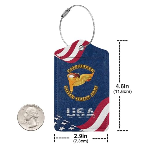 Pathfinder 2 Pcs Leather Baggage Bag Luggage Tags with Stainless Steel Loop and Travel Bag Cover