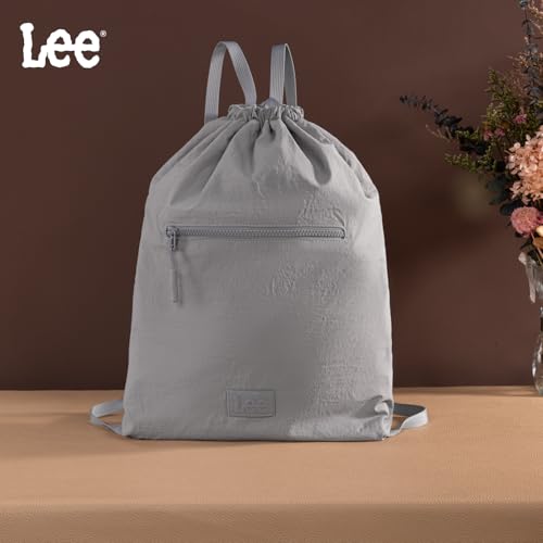 Lee Drawstring Backpack Bag Lightweight Small Gym Swim Beach Bag Water Resistant Sports Sackpack for Men Women, LEE48-002GY