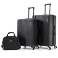 Rockland Costa Mesa 3 Piece Luggage Set, 2 Piece Hard Case Upright Luggages with Spinner Wheels and a 14" Polyester Tote Bag, (20"/24"/14" Tote), Black