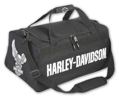 Harley-Davidson Eagle U-Shaped Zipper Rugged Graphic Duffel Bag – Black