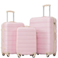 Merax 3 Piece Luggage Set,Hardside Suitcase Set,Expandable Luggage with TSA Lock,Lightweight Durable Travel Carry on Suitcase with Wheels 20+24+28 inch(White Pink)