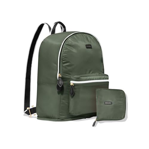 Paravel Fold Up Travel Backpack | Packable and Lightweight Foldable Travel Bag | Carry On Nylon Backpack with Trolley Sleeve, Safari Green
