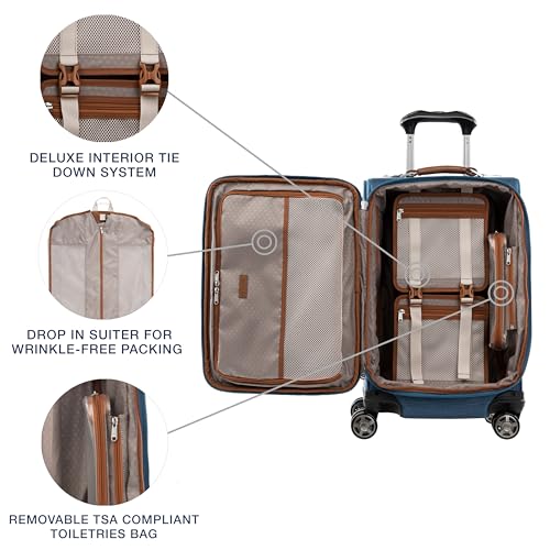 Travelpro Platinum Elite Carry-On Luggage Spinner, Coastal Blue, 21-Inch