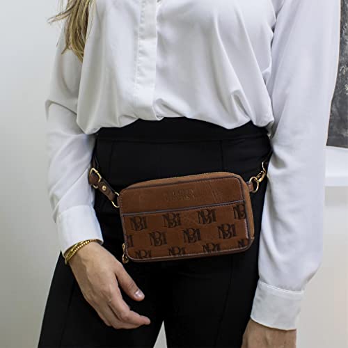 BADGLEY MISCHKA Madalyn Vegan Leather Pouch Belt Bag (Tan)