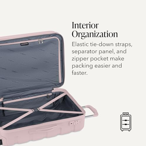 SwissGear 7366 Signature Hardside Expandable Luggage with Spinner Wheels, TSA Lock, Pink, Checked-Medium 23-Inch