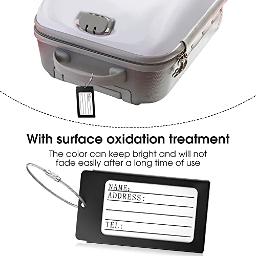 8 Pieces Luggage Tags Business Card Holder Aluminium Metal Durable Travel ID Bag Tag Bulk for Suitcases Backpacks Baggage Name Address Label Identifier(Silver, Black)