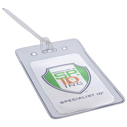 Bulk 25 Pack - Locking TOP Clear Plastic Luggage Identification Tags with Loops Included - Business Card or Photo Insert Bag Tags - Great for Travel and Student ID’s by Specialist ID