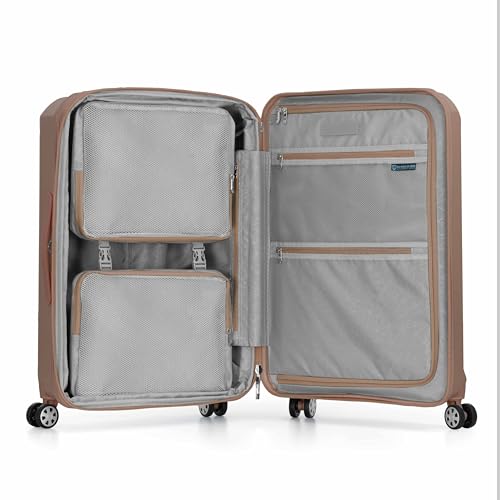 Traveler's Choice Pagosa Hardshell Expandable Luggage with Spinner Wheels, Latte Beige, 2-Piece Set (22/27)