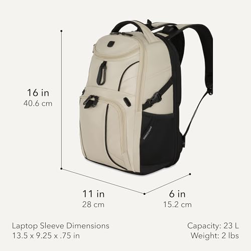SwissGear 1900 Mini ScanSmart 16-Inch Backpack, Fits Up to 13-Inch Laptop, RFID Protection & ScanSmart TSA-Friendly Compartment, Oatmeal