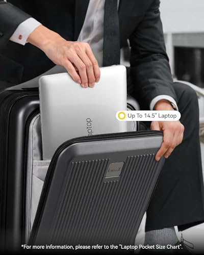Carry on Luggage 22x14x9 Airline Approved, LTB PC Hard Shell Suitcase with Front Pocket, Expandable Luggage with USB Port (FX-Lite, Blue, 20 Inch, 37L-42L)