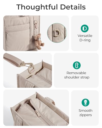 BAGSMART Boxy Tote Bag for Women, Crossbody Bag with Zipper, Crush Bow Purses for Travel Work College, Camel, Small