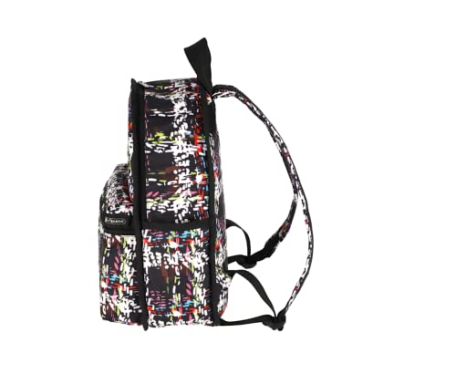 LeSportsac Running Weave Basic Backpack/Rucksack, Style 7812/Color E474, Festive & Colorful Confetti Style Abstract Printed Weave Pattern, Modern & Fun Interpretative Plaid Design