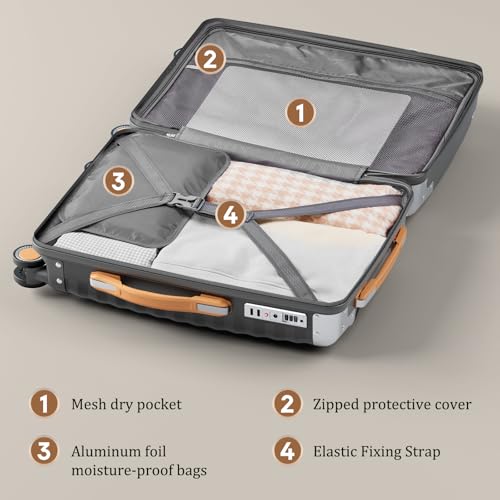 Joyway Luggage Set 3 Piece with TSA Lock and Spinner Wheels, PP Hard Shell Suitcase Set with Corner Protectors for Travel(Grey, 3 piece luggage set)