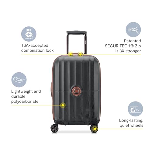 DELSEY PARIS Carrousel Hardside Expandable Luggage with Spinner Wheels, Black, Checked-Medium 24 Inch