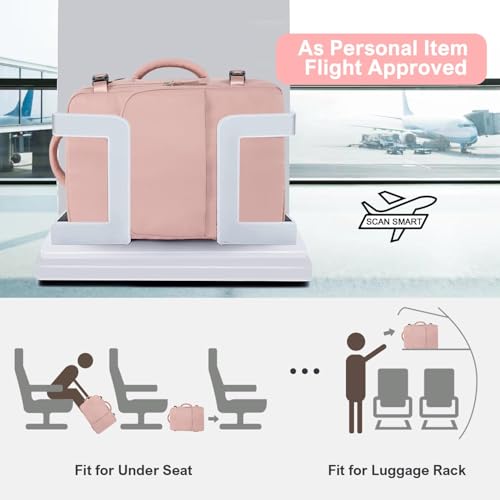 Sinaliy Travel Backpack for Women, Airline Approved Carry on Personal Item Bag, Waterproof 16 Inch Laptop Backpack for Work, College School Business, Convertible Travel Bag with Wet Pocket, Pink