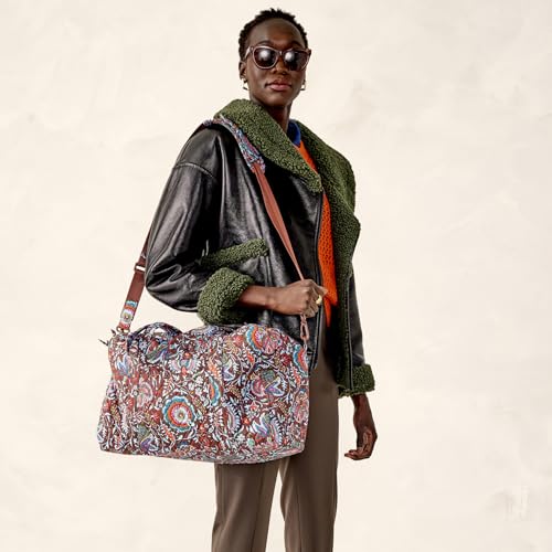 Vera Bradley Women's Premium Cotton Miramar Weekender Travel Bag, Marrakesh Cinnamon, One Size