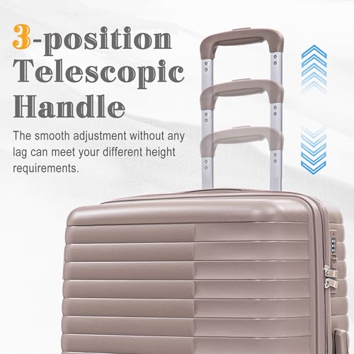 Hardside 4 Luggage Sets, Lightweight Wave Suitcase with Spinner Wheel