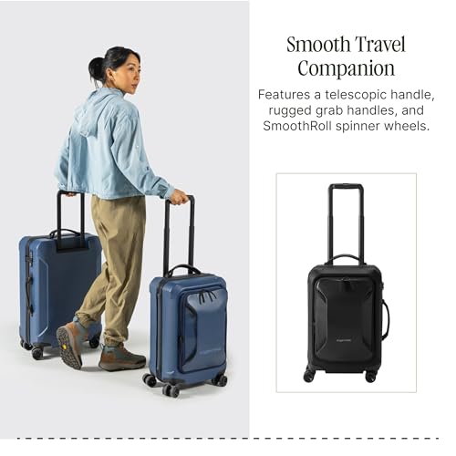 Eagle Creek Tarmac 4-Wheel Carry-On Luggage - Durable Rolling Suitcase for Versatile Packing - Telescoping Handle - Sleek Design - Secure Storage Compartments - Locking Zippers - Black